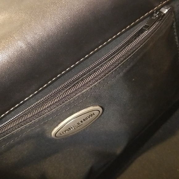 rare CHARLES JOURDAN Paris leather handbag brown rectangular purse Vintage - Picture 7 of 12